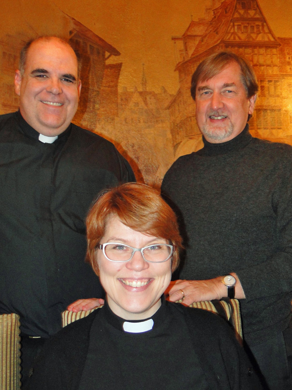 Co-secretaries of the commission (from left): Gregory Fairbanks, Kaisamari Hintikka, Larry Miller. Photo by Eleanor Miller